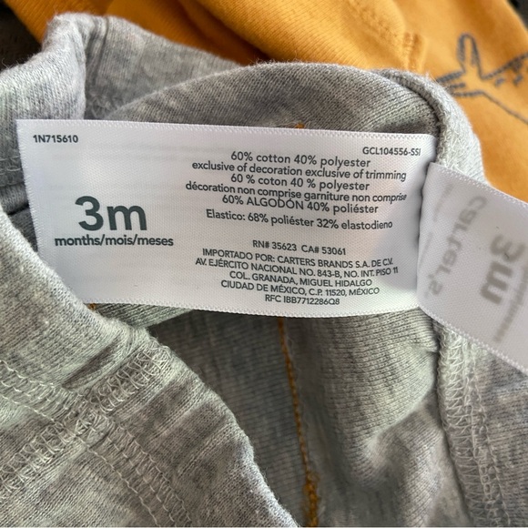 Carters Whale Outfit 3m Yellow Infant Baby - Picture 10 of 10